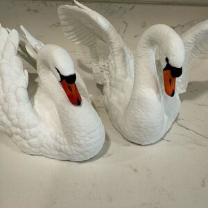 Lenox White and Orange Swan Pair